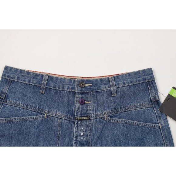 Deadstock Vintage 90s Marithe Francois Girbaud Mens 32 Baggy Denim Shorts Blue - Picture 2 of 11
